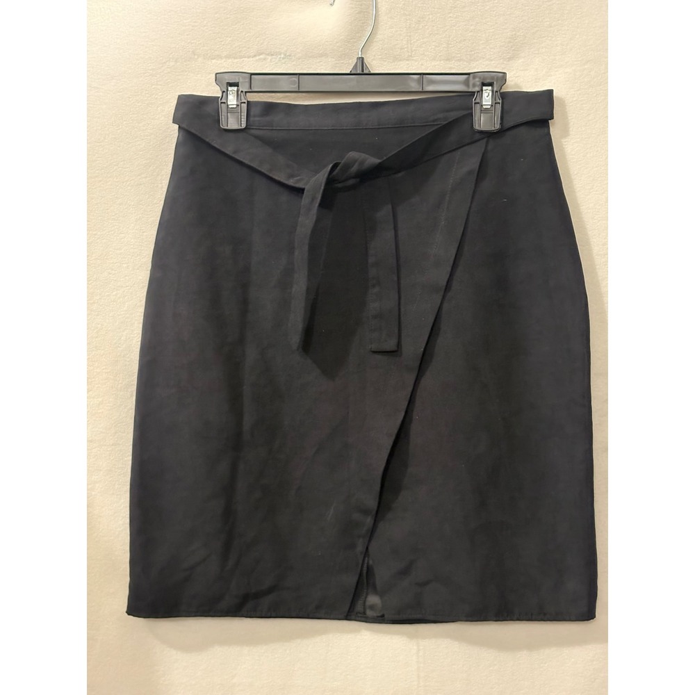 Atmosphere Black Faux Suede Wrap Tie Waist Pencil Skirt Womens Sz 8 Office Wear